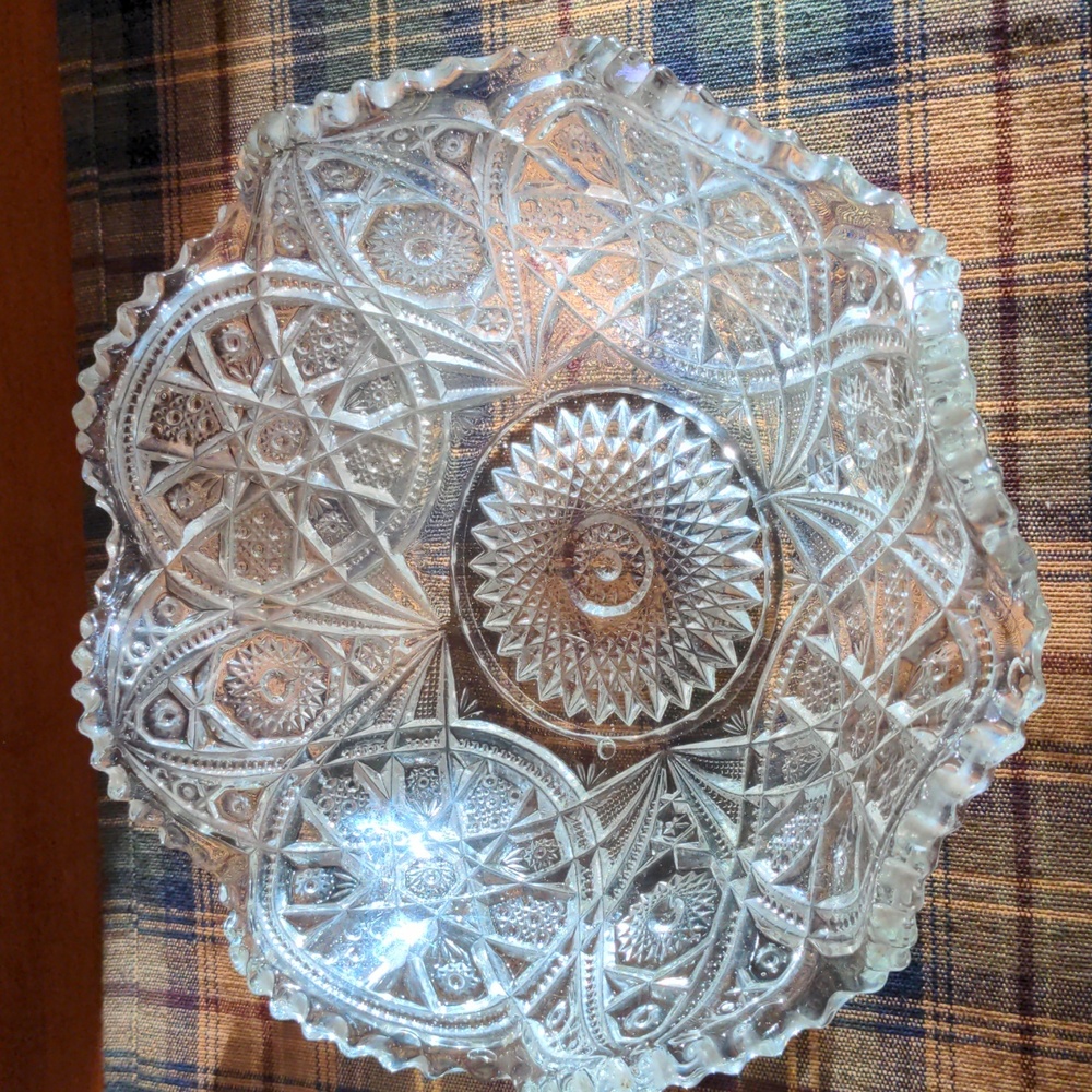 Antique Ruffled Edge Glass Bowl